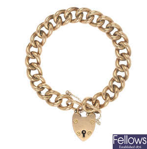 An Edwardian 9ct gold curb-link bracelet.