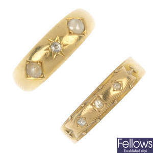 Two late Victorian 18ct gold diamond rings. 
