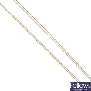 An 18ct gold necklace and a further necklace.