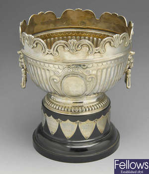 A late Victorian silver trophy bowl.