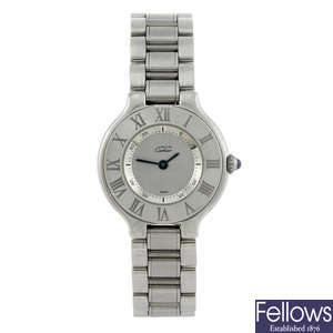 CARTIER - a stainless steel Must de Cartier 21 bracelet watch.