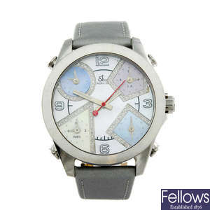 JACOB & CO. - a gentleman's stainless steel Five Time Zone wrist watch.