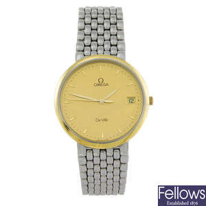 OMEGA - a gentleman's bi-colour De Ville bracelet watch.