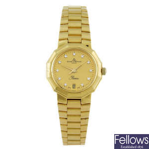 BAUME & MERCIER - a lady's 18ct yellow gold Riviera bracelet watch.