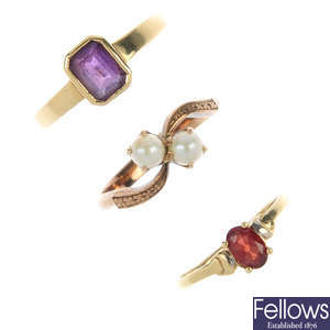 A selection of seven gem-set and diamond dress rings. 