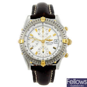 BREITLING - a gentleman's stainless steel Chronomat chronograph wrist watch.

