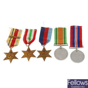 WWII group of five medals and associated items