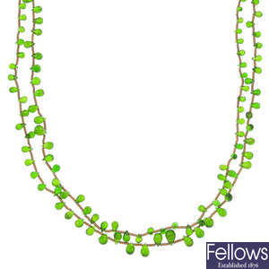 A diopside bead necklace. 