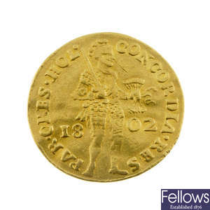 Netherlands, Batavian Republic, gold trade Ducat 1802.