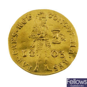 Netherlands, Batavian Republic, gold trade Ducat 1803.