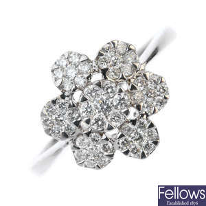 An 18ct gold diamond floral cluster ring.