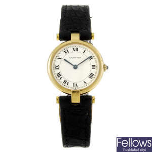 CARTIER - an 18ct yellow gold Vendome wrist watch.