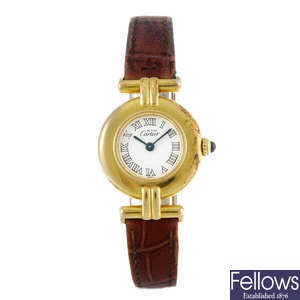 CARTIER - a gold plated silver Must De Cartier Rivoli wrist watch.