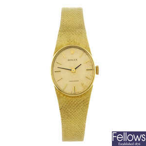 ROLEX - a lady's 18ct yellow gold Precision bracelet watch.
