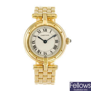 CARTIER - an 18ct yellow gold Vendome bracelet watch.