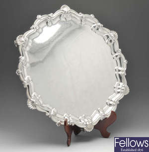 An early 20th century large silver salver.