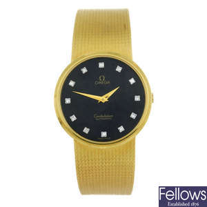 OMEGA - a gentleman's yellow metal Constellation bracelet watch.
