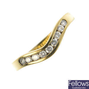 An 18ct gold diamond chevron ring.