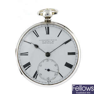 A silver open face pocket watch by James Aitchison