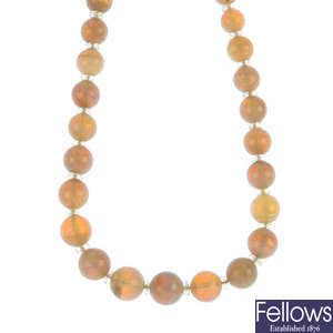 A mid 20th century opal and gem-set necklace.