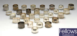 A selection of Victorian and later silver and continental napkin rings.