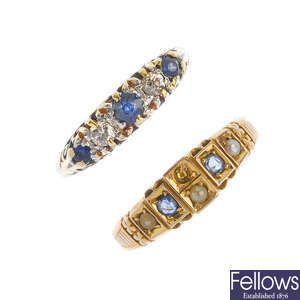 Two gold gem-set rings.