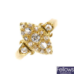 A late Victorian 18ct gold diamond dress ring.