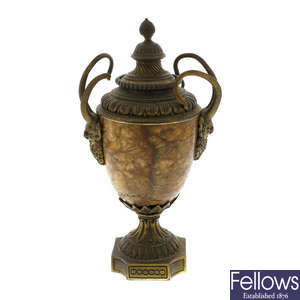 An ormolu-mounted Hatterel cassolet or urn and cover