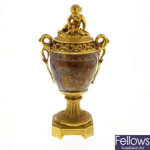 A good ormolu-mounted Blue John cassolet or urn and cover