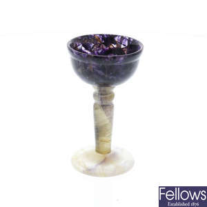 A small Blue John goblet or pedestal cup
