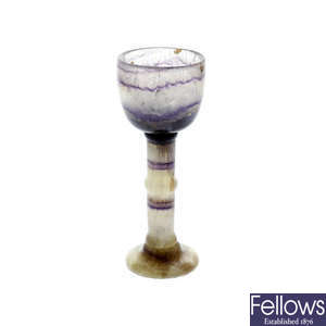 A small Blue John pedestal cup or goblet