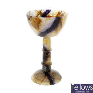 A Blue John pedestal cup or chalice