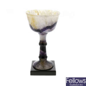 A Blue John pedestal cup or goblet