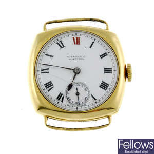 RUSSELLS LTD - an 18ct gold watch head.