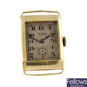 J.W. BENSON - a 9ct gold watch head.