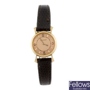 JAEGER-LECOULTRE - a lady's rose metal wrist watch.