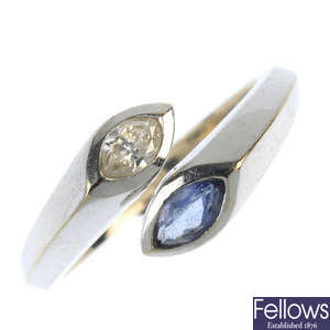 A tanzanite and diamond ring.