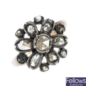 A diamond floral cluster ring. 