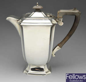 A 1930's silver coffee pot. 