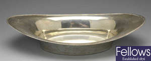A George V silver oval dish. 