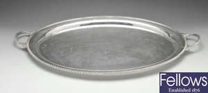 A large 1920's silver twin-handled platter. 