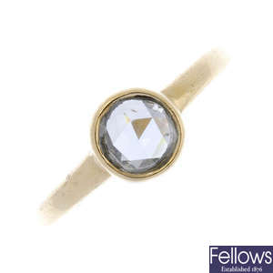 A gentleman's 9ct gold diamond single-stone ring.