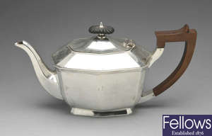A 1930's silver teapot. 