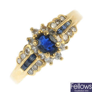 An 18ct gold sapphire and diamond ring.