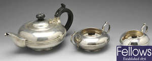 An early 20th century silver three piece tea service.