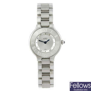 (113706) CARTIER - a stainless steel Must De Cartier 21 bracelet watch.