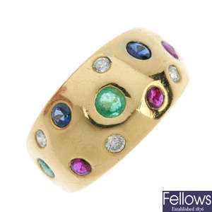 An 18ct gold gem-set and diamond dress ring. 