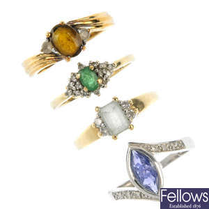 A selection of four gem-set rings
