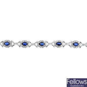An 18ct gold sapphire and diamond cluster bracelet.
