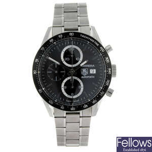 (156624) TAG HEUER - a gentleman's Carrera Juan Manuel Fangio chronograph bracelet watch.
